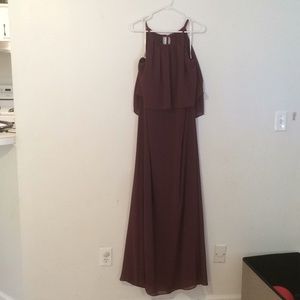 David’s bridal long wine colored bridesmaid dress